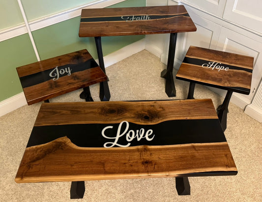 Advent-inspired walnut tables